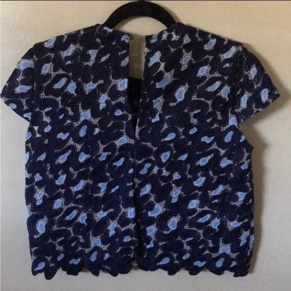 Sandro Navy and Black Lace Top